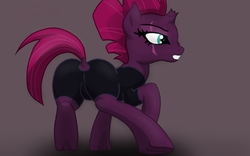 Size: 1920x1200 | Tagged: safe, artist:soctavia, tempest shadow, pony, unicorn, g4, my little pony: the movie, angry, butt, clothes, dock, eye scar, female, fighting stance, mare, plot, scar, simple background, snarling