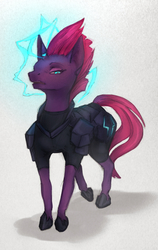 Size: 1127x1788 | Tagged: safe, artist:rnkmnh, tempest shadow, pony, g4, my little pony: the movie, broken horn, female, glowing horn, horn, simple background, solo, white background