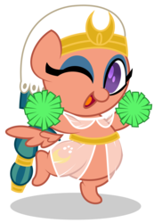Size: 1822x2639 | Tagged: safe, artist:aleximusprime, somnambula, pony, g4, bipedal, cheerleader, chibi, clothes, cute, female, floating wings, mare, one eye closed, pom pom, see-through, simple background, smiling, solo, somnambetes, standing, standing on one leg, transparent background, vector, wink