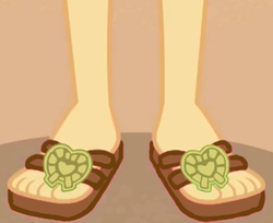 Size: 663x542 | Tagged: safe, edit, applejack, equestria girls, equestria girls series, g4, lost and found, cropped, feet, flip-flops, legs, pictures of legs, sandals, solo