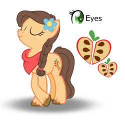 Size: 1024x993 | Tagged: safe, artist:ponycat-artist, oc, oc only, oc:apple ivy, earth pony, pony, base used, eyes closed, female, flower, flower in hair, mare, offspring, parent:applejack, parent:caramel, parents:carajack, simple background, solo, transparent background