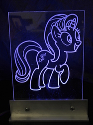 Size: 3256x4360 | Tagged: safe, artist:steeph-k, starlight glimmer, pony, unicorn, g4, acrylic plastic, craft, etching, female, lamp, led, solo, traditional art