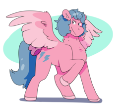 Size: 3800x3200 | Tagged: safe, artist:flyingeevee, firefly, pegasus, pony, g1, g4, abstract background, alternate hairstyle, bow, cutie mark, ear fluff, female, g1 to g4, generation leap, high res, looking sideways, mare, raised hoof, simple background, smiling, solo, spread wings, tail bow, transparent background, wings