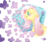 Size: 1200x1000 | Tagged: safe, artist:flyingeevee, fluttershy, pony, g4, abstract background, blushing, bust, female, floppy ears, lidded eyes, mare, simple background, smiling, solo, text, transparent background