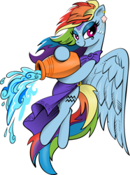 Size: 2236x3000 | Tagged: safe, artist:andy price, artist:brunursus, rainbow dash, pegasus, pony, g4, aquarius, background removed, clothes, female, high res, lidded eyes, looking at you, mare, ponyscopes, robe, simple background, solo, transparent background, water, zodiac