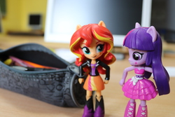 Size: 6000x4000 | Tagged: safe, artist:artofmagicpoland, sunset shimmer, twilight sparkle, equestria girls, g4, doll, equestria girls minis, female, lesbian, ship:sunsetsparkle, shipping, stealing, toy