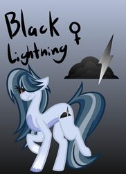 Size: 654x900 | Tagged: safe, artist:eppyminecart, oc, oc only, oc:black lightning (ice1517), pegasus, pony, icey-verse, female, gradient background, hair over one eye, magical lesbian spawn, mare, offspring, parent:indigo zap, parent:night glider, parents:indiglider, solo, unshorn fetlocks, wingless