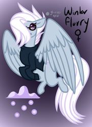 Size: 615x850 | Tagged: safe, artist:eppyminecart, oc, oc only, oc:winter flurry, pegasus, pony, icey-verse, clothes, female, glasses, gradient background, hair over one eye, magical lesbian spawn, mare, offspring, parent:indigo zap, parent:night glider, parents:indiglider, solo, sweater