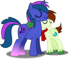 Size: 744x616 | Tagged: safe, artist:kojibiose, oc, oc only, oc:aperture, oc:flashpoint, pegasus, pony, unicorn, g4, .svg available, duo, female, hug, male, mare, simple background, stallion, svg, transparent background, vector