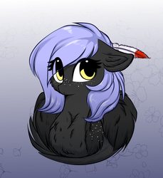 Size: 887x968 | Tagged: safe, artist:php146, oc, oc only, oc:cloudy night, pegasus, pony, bust, cheek fluff, chest fluff, eye clipping through hair, feather, female, floppy ears, mare, portrait, solo