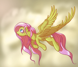 Size: 1274x1096 | Tagged: safe, artist:stratodraw, fluttershy, pegasus, pony, g4, female, flying, looking away, mare, profile, solo, spread wings, wings