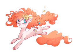Size: 5629x4269 | Tagged: safe, artist:pinkablue, pear butter, earth pony, pony, g4, absurd resolution, blushing, ear fluff, female, flower, flower in hair, mare, petals, simple background, smiling, solo, transparent background