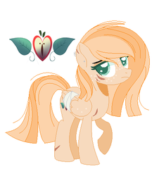 Size: 430x476 | Tagged: safe, artist:spirturiel, oc, oc only, oc:lightells, pegasus, pony, bandage, colored pupils, female, freckles, injured, injured wing, mare, offspring, parent:big macintosh, parent:fluttershy, parents:fluttermac, scar, simple background, solo, white background