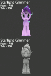 Size: 320x480 | Tagged: safe, artist:fillerartist, starlight glimmer, pony, unicorn, g4, 3d, animated, blender, female, low poly, model, rotation, simple background, topology