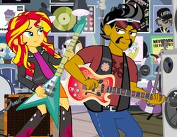 Size: 1035x800 | Tagged: safe, artist:pixelkitties, derpy hooves, princess celestia, sunset shimmer, oc, oc:dusty katt, pony, equestria girls, g4, album cover, andy warhol, bananalestia, bass guitar, daft punk, drum kit, drums, dustykatt, electric guitar, equestria girls-ified, equestria girls-ified album cover, guitar, guitar pick, hipgnosis, musical instrument, never mind the bollocks, nwa, pink floyd, ponified, ponified album cover, random access memories, sex pistols, straight outta compton, the division bell, the velvet underground, the velvet underground & nico