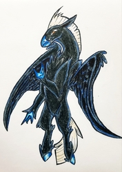 Size: 2855x4032 | Tagged: safe, artist:smirk, oc, hippogriff, request, simple background, traditional art, white background