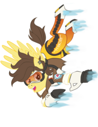 Size: 1024x1325 | Tagged: safe, artist:violetfeatheroficial, pony, crossover, overwatch, ponified, simple background, solo, tracer, transparent background, vector