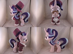 Size: 1597x1199 | Tagged: safe, artist:little-broy-peep, snowfall frost, starlight glimmer, pony, g4, clothes, hat, irl, photo, plushie, solo, top hat