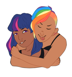 Size: 1177x1252 | Tagged: safe, artist:elf-hollow, rainbow dash, twilight sparkle, human, g4, dark skin, female, humanized, lesbian, ship:twidash, shipping, simple background, transparent background