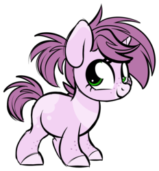 Size: 1553x1676 | Tagged: safe, artist:mulberrytarthorse, oc, oc only, oc:mulberry tart, pony, unicorn, female, filly, simple background, solo, transparent background, younger