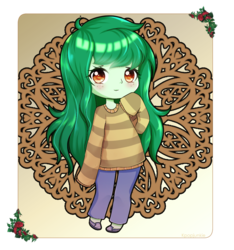 Size: 1000x1070 | Tagged: safe, artist:electricshine, wallflower blush, equestria girls, equestria girls series, forgotten friendship, g4, anime, blushing, chibi, clothes, cute, female, flowerbetes, looking at you, solo, sweater
