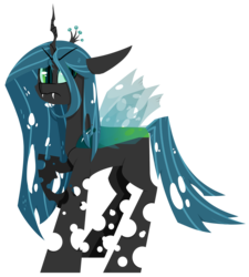 Size: 1961x2180 | Tagged: safe, artist:binkyt11, queen chrysalis, changeling, changeling queen, g4, cheeselegs, crown, cute, cutealis, evil, fangs, female, heart, jewelry, lineless, raised hoof, regalia, simple background, slit pupils, solo, transparent background, transparent wings