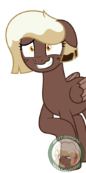 Size: 2344x4688 | Tagged: safe, artist:besttubahorse, oc, oc only, oc:sweet mocha, pegasus, pony, alternate hairstyle, female, floppy ears, freckles, manecut, mare, nervous, short hair, simple background, solo, transparent background, vector, watermark