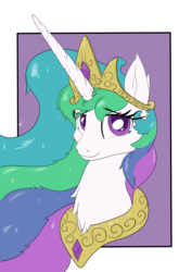 Size: 707x1000 | Tagged: safe, artist:bigshot232, derpibooru exclusive, princess celestia, alicorn, pony, g4, bust, jewelry, looking at you, necklace, smiling
