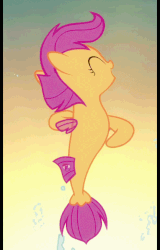 Size: 578x904 | Tagged: safe, screencap, scootaloo, seapony (g4), g4, surf and/or turf, animated, cropped, cute, cutealoo, female, happy, nose in the air, open mouth, seaponified, seapony scootaloo, singing, solo, species swap, spinning, that pony sure does love being a seapony, uvula, volumetric mouth, your heart is in two places