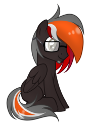 Size: 1024x1474 | Tagged: safe, artist:mintoria, oc, oc only, pegasus, pony, glasses, male, simple background, sitting, solo, stallion, transparent background
