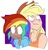 Size: 750x786 | Tagged: safe, artist:drawbauchery, artist:lordsauronthegreat, color edit, edit, applejack, rainbow dash, human, g4, applejack's hat, blushing, clothes, colored, cowboy hat, female, freckles, hat, hoodie, humanized, lesbian, ship:appledash, shipping