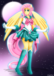 Size: 2480x3508 | Tagged: safe, artist:asinglepetal, fluttershy, anthro, g4, boots, clothes, crossover, evening gloves, female, gloves, high res, long gloves, sailor moon (series), sailor senshi, shoes, solo