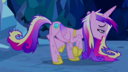 Size: 465x262 | Tagged: safe, screencap, princess cadance, alicorn, pony, a canterlot wedding, g4, cropped, female, mare, messy mane, scratches, solo