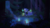 Size: 1280x720 | Tagged: safe, artist:myhandsarecrazy, oc, oc only, oc:fen fire, pony, unicorn, female, forest, fungus, glowing eyes, lilypad, mare, night, pond, solo, tree, waterfall, will o' the wisp