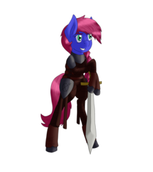 Size: 2000x2251 | Tagged: safe, artist:midnightfire1222, oc, oc only, oc:opportunities, earth pony, pony, high res, simple background, solo, sword, transparent background, warrior, weapon