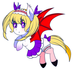 Size: 2352x2235 | Tagged: safe, artist:hanaty, oc, oc only, oc:yui chisaki, bat pony, pony, vampire, bat pony oc, clothes, cute, female, garter, high res, lolita fashion, maid, simple background, solo, transparent background, tsundere