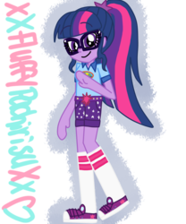 Size: 1024x1229 | Tagged: safe, artist:xxfluffypachirisuxx, sci-twi, twilight sparkle, equestria girls, g4, my little pony equestria girls: legend of everfree, camp everfree outfits, clothes, converse, cute, female, looking at you, raised leg, shoes, simple background, sneakers, solo, stock vector, transparent background, twiabetes, waving