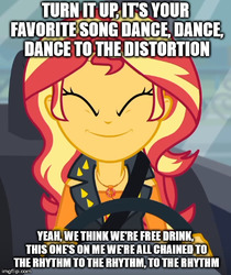 Size: 436x519 | Tagged: safe, edit, edited screencap, screencap, sunset shimmer, driving miss shimmer, driving miss shimmer: fluttershy, equestria girls, g4, my little pony equestria girls: better together, chained to the rhythm, image macro, katy perry, lyrics, meme, song reference, text