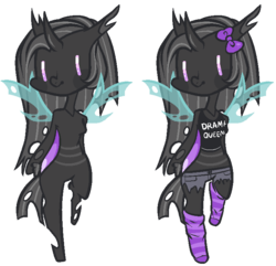 Size: 719x693 | Tagged: safe, artist:jadeyhooves, oc, oc only, oc:payton, changeling, semi-anthro, barbie doll anatomy, base used, clothes, female, purple changeling, shirt, shorts, simple background, socks, solo, striped socks, transparent background