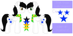 Size: 2125x1062 | Tagged: safe, artist:xcinnamon-twistx, oc, oc only, oc:first choice, pegasus, pony, clothes, heterochromia, male, reference sheet, scarf, simple background, transparent background