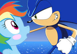 Size: 457x322 | Tagged: source needed, safe, artist:lightdegel, rainbow dash, pony, g4, crossover, male, sonic the hedgehog, sonic the hedgehog (series)