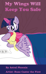 Size: 1024x1632 | Tagged: safe, artist:darkofstp, apple bloom, twilight sparkle, alicorn, pony, comic:my wings will keep you safe, g4, adorabloom, bed, cute, duo, fanfic, twilight sparkle (alicorn), wing blanket