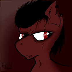 Size: 2000x2000 | Tagged: safe, artist:fordsie, oc, oc:motionless, bust, dark, high res, portrait, scar