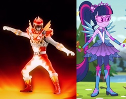 Size: 910x720 | Tagged: safe, edit, edited screencap, screencap, sci-twi, twilight sparkle, equestria girls, g4, my little pony equestria girls: legend of everfree, battlizer, boots, crystal guardian, crystal wings, high heel boots, kyoryuger, kyoryured carnival, power rangers, power rangers dino charge, power rangers dino super charge, red ranger, shoes, super sentai, t-rex super charge (red ranger), zyuden sentai kyoryuger
