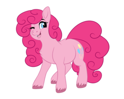 Size: 4000x3200 | Tagged: safe, artist:honiibree, pinkie pie, earth pony, pony, g4, cheek fluff, chest fluff, cute, cutie mark, diapinkes, female, high res, mare, one eye closed, open mouth, simple background, solo, transparent background, unshorn fetlocks, wink