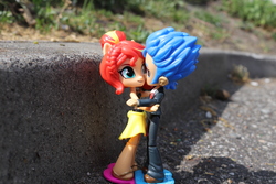 Size: 6000x4000 | Tagged: safe, artist:artofmagicpoland, flash sentry, sunset shimmer, equestria girls, g4, doll, equestria girls minis, eqventures of the minis, hape, hug, not shipping, toy