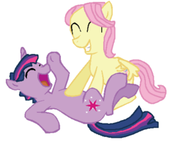 Size: 454x363 | Tagged: safe, artist:diana173076, fluttershy, twilight sparkle, g4, butterscotch, dusk shine, gay, laughing, male, rule 63, ship:buttershine, ship:twishy, shipping, stallion, tickling