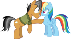 Size: 10771x6000 | Tagged: safe, artist:dusk2k, quibble pants, rainbow dash, earth pony, pegasus, pony, g4, stranger than fan fiction, .svg available, absurd resolution, bedroom eyes, duo, female, male, mare, poking, simple background, stallion, transparent background, vector