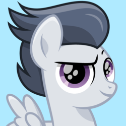 Size: 600x600 | Tagged: safe, artist:cloudy glow, rumble, pegasus, pony, g4, bust, colt, male, portrait, simple background, smiling