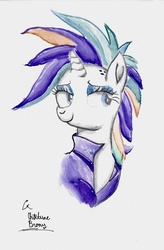 Size: 1562x2387 | Tagged: safe, artist:chiptunebrony, rarity, pony, g4, it isn't the mane thing about you, alternate hairstyle, bust, looking at you, name, punk, raripunk, signature, smiling, solo, traditional art, watercolor painting